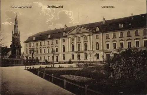 Ak Hansestadt Greifswald, Rubenowdenkmal, Universität