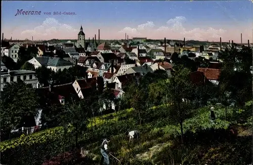 Ak Meerane in Sachsen, Stadtbild von Südosten