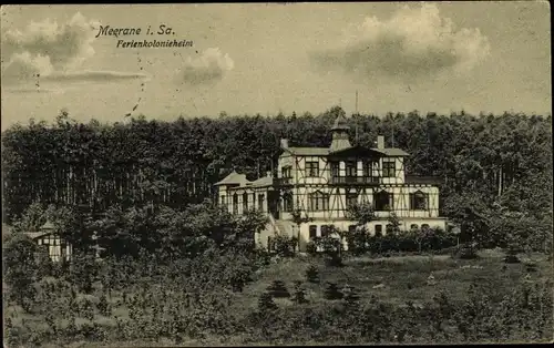 Ak Meerane Sachsen, Ferienkolonieheim, Fachwerkhaus, Wald