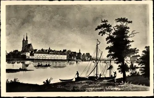 Künstler Ak Nagel, J. F., Frankfurt an der Oder, Stadtansicht um 1788, Boote