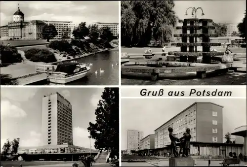 Ak Potsdam, Blick zu Haus Marchwitza, Freundschaftsinsel, Heinrich-Rau-Allee, Interhotel