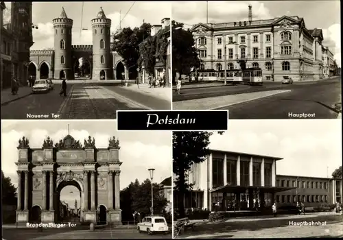 Ak Potsdam, Nauener Tor, Hauptpost, Bandenburger Tor, Hauptbahnhof