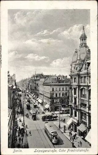 Ak Berlin Mitte, Leipziger Straße Ecke Friedrichstraße, Straßenbahn