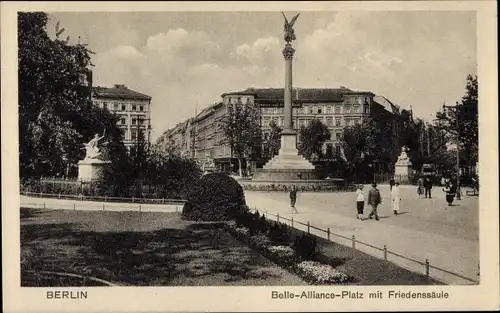 Ak Berlin Kreuzberg, Belle Alliance Platz, Friedenssäule