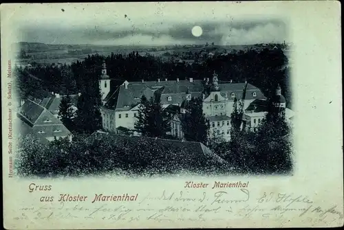 Mondschein Ak Marienthal Ostritz in Sachsen, Kloster St. Marienthal
