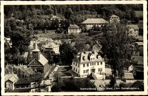 Ak Schwarzburg Thüringer Wald, Kirche mit Gemeindehaus und Forstschule