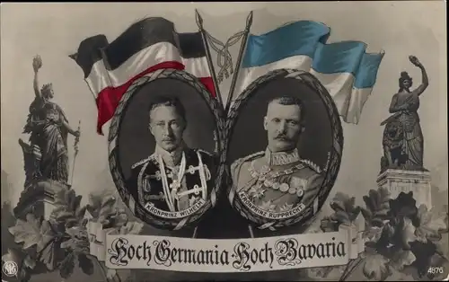 Passepartout Ak Kronprinz Wilhelm von Preußen, Kronprinz Rupprecht von Bayern, Portrait