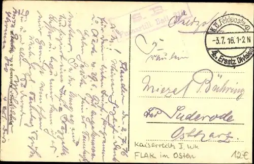 Ak Beschießung eines russischen Fliegers auf dem östlichen Kriegsschauplatz, I WK