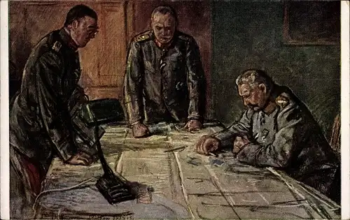 Künstler Ak Dettmann, Giżycko Lötzen, Generalfeldmarschall Hindenburg, Ludendorff, Hoffmann, I WK