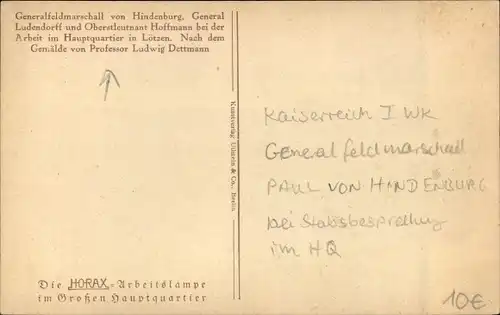 Künstler Ak Dettmann, Giżycko Lötzen, Generalfeldmarschall Hindenburg, Ludendorff, Hoffmann, I WK