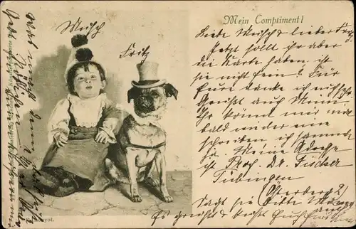 Ak Kind und ein Hund, Mein Comptiment