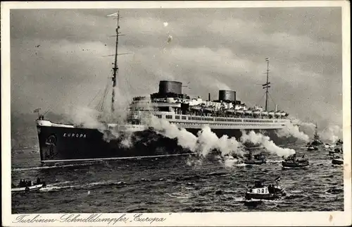 Ak Dampfschiff Europa, Norddeutscher Lloyd Bremen, Turbinenschnelldampfer