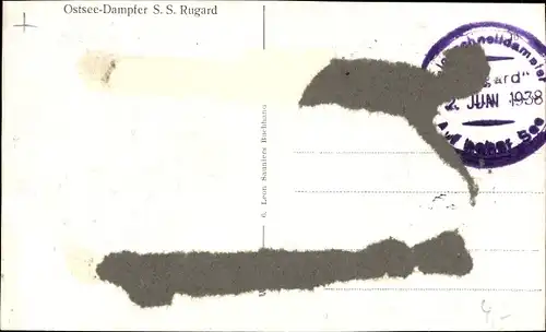 Ak Ostseedampfer SS Rugard, Fährschiff, Salonschnelldamper