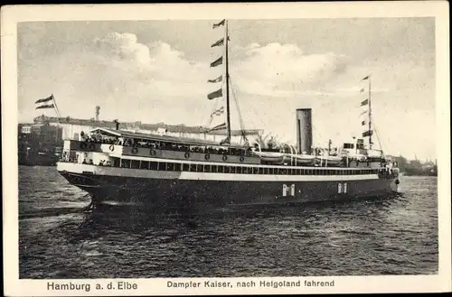 Ak Hambuger Hafen, Seebäderdampfer Kaiser, Nach Helgoland fahrend, HAPAG