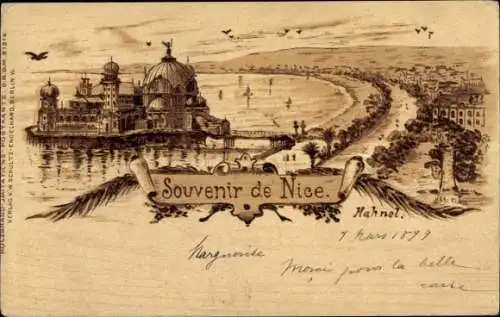 Künstler Litho Hahnel, Nice Nizza Alpes Maritimes, Blick auf den Ort