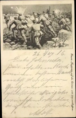 Ak Soldaten auf dem Schlachtfeld, Kampf, Gewehr, I. WK