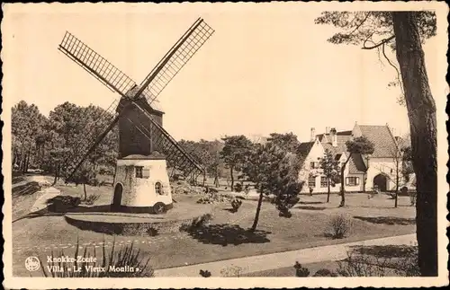 Ak Knokke Zoute Westflandern, Villa Le Vieux Moulin, Blick auf eine Windmühle