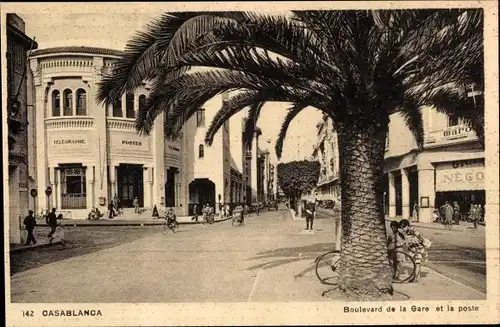 Ak Casablanca Marokko, Boulevard de la Gare et la Poste