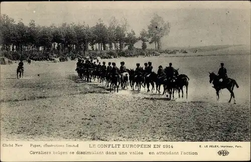 Ak Cavaliers belges se dissimulant dans une vallee en attendant l'action, I WK