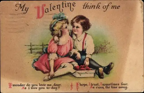 Ak Valentinstag, My Valentine think of me, Kinder