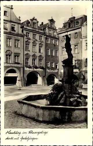 Ak Jelenia Góra Hirschberg Riesengebirge Schlesien, Markt, Brunnen