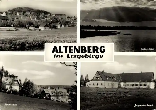 Ak Altenberg im Erzgebirge, Ortsansicht, Galgenteich, Ferienheim, Jugendherberge