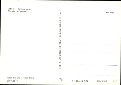 Ak Cottbus in der Niederlausitz, Springbrunnen