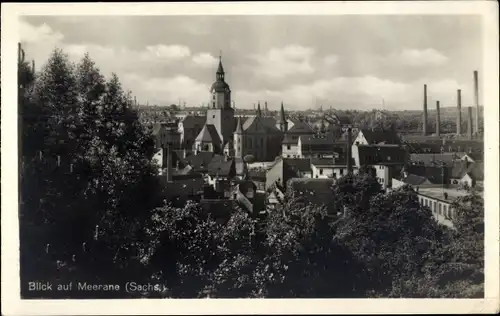 Ak Meerane in Sachsen, Panorama, Kirchturm