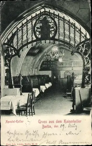 Ak Berlin Mitte, Apostel-Keller, Kaiserkeller, Innenansicht