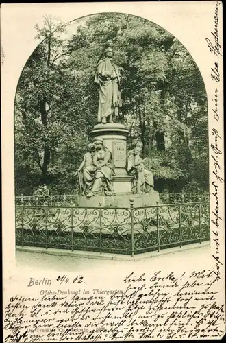 Ak Berlin Tiergarten, Goethe Denkmal