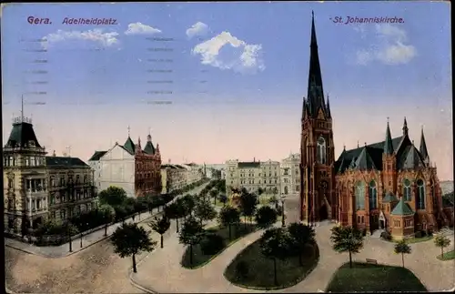 Ak Gera, Adelheidplatz mit der Sankt Johanniskirche