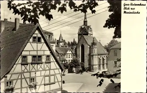 Ak Untermhaus Gera in Thüringen, Straßenpartie mit Blick auf die Marienkirche