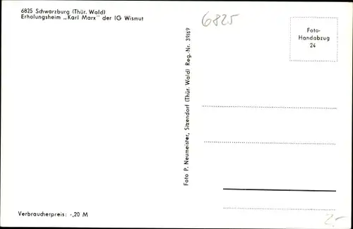 Ak Schwarzburg in Thüringen, Thür. Wald, Erholungsheim Karl Marx der IG Wismut