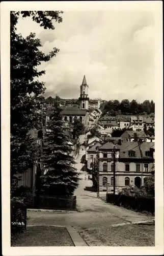 Ak Markneukirchen im Vogtland, Panorama mit Kirchturm