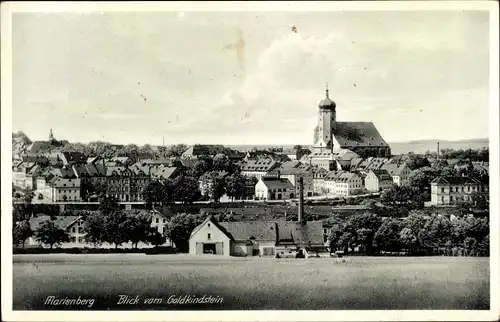 Ak Marienberg im Erzgebirge Sachsen, Blick auf den Ort vom Goldkindstein