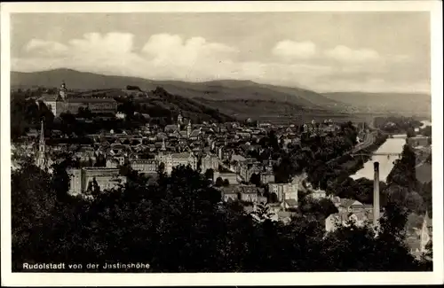 Ak Rudolstadt in Thüringen, Blick von der Justinshöhe