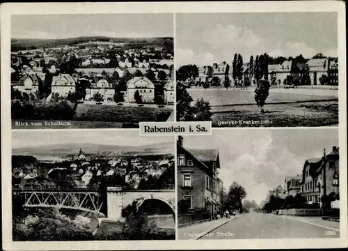 Ak Rabenstein Chemnitz in Sachsen, Chemnitzer Straße, Bezirkskrankenhaus, Panorama