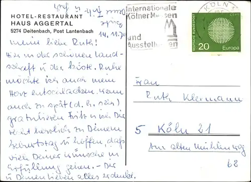 Ak Deitenbach Gummersbach im Oberbergischen Kreis, Hotel-Restaurant Haus Aggertal, Gesellschaftsraum