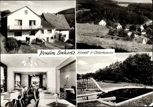 Ak Hardt Gummersbach im Oberbergischen Kreis, Pension Lenhartz, Pool, Speisesaal