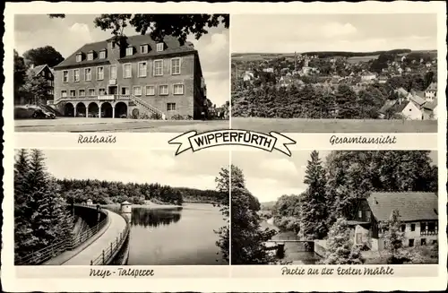 Ak Wipperfürth Oberbergischer Kreis, Rathaus, Gesamtansicht, an der Ersten Mühle, Neye Talsperre