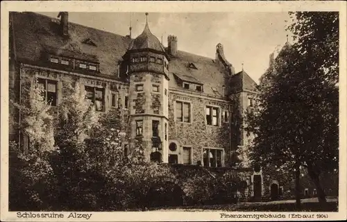 Ak Alzey in Rheinhessen, Schlossruine, Finanzamtgebäude