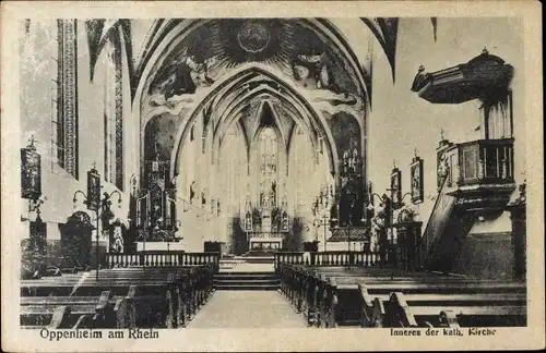 Ak Oppenheim am Oberrhein, Inneres der kath. Kirche, Altar