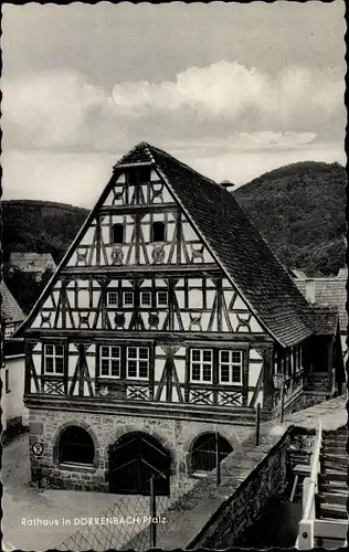 Ak Dörrenbach an der Weinstraße Pfalz, Rathaus, Gasthaus zum Alten vom Stäffelsberg
