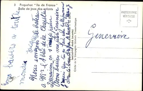 Ak Paquebot Ile de France, CGT, Salle de Jeux des enfants