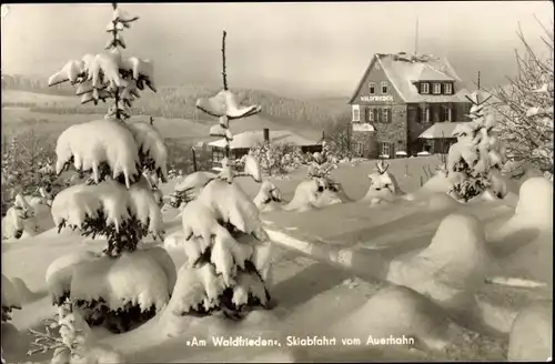 Ak Stützerbach Ilmenau Thüringer Wald, Am Waldfrieden, Skiabfahrt vom Auerhahn, Winter