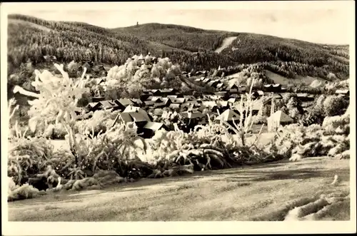 Ak Elgersburg in Thüringen, Winterpracht, Wald, Gesamtansicht