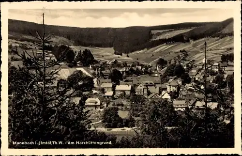 Ak Manebach Ilmenau in Thüringen, Panorama am Harzhüttengrund