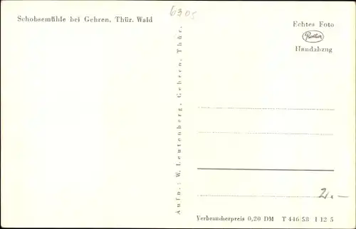 Ak Gehren Ilmenau in Thüringen, Schobsemühle