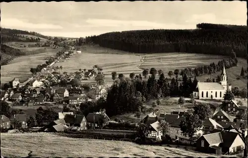 Ak Scheibe Alsbach Neuhaus am Rennweg Thüringen, Kirche, Ortsansicht