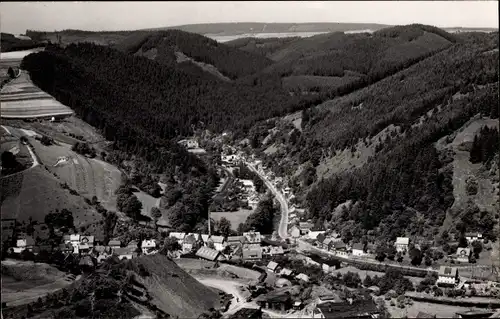 Ak Blumenau Mellenbach Glasbach im Schwarzatal Thüringen, Talblick